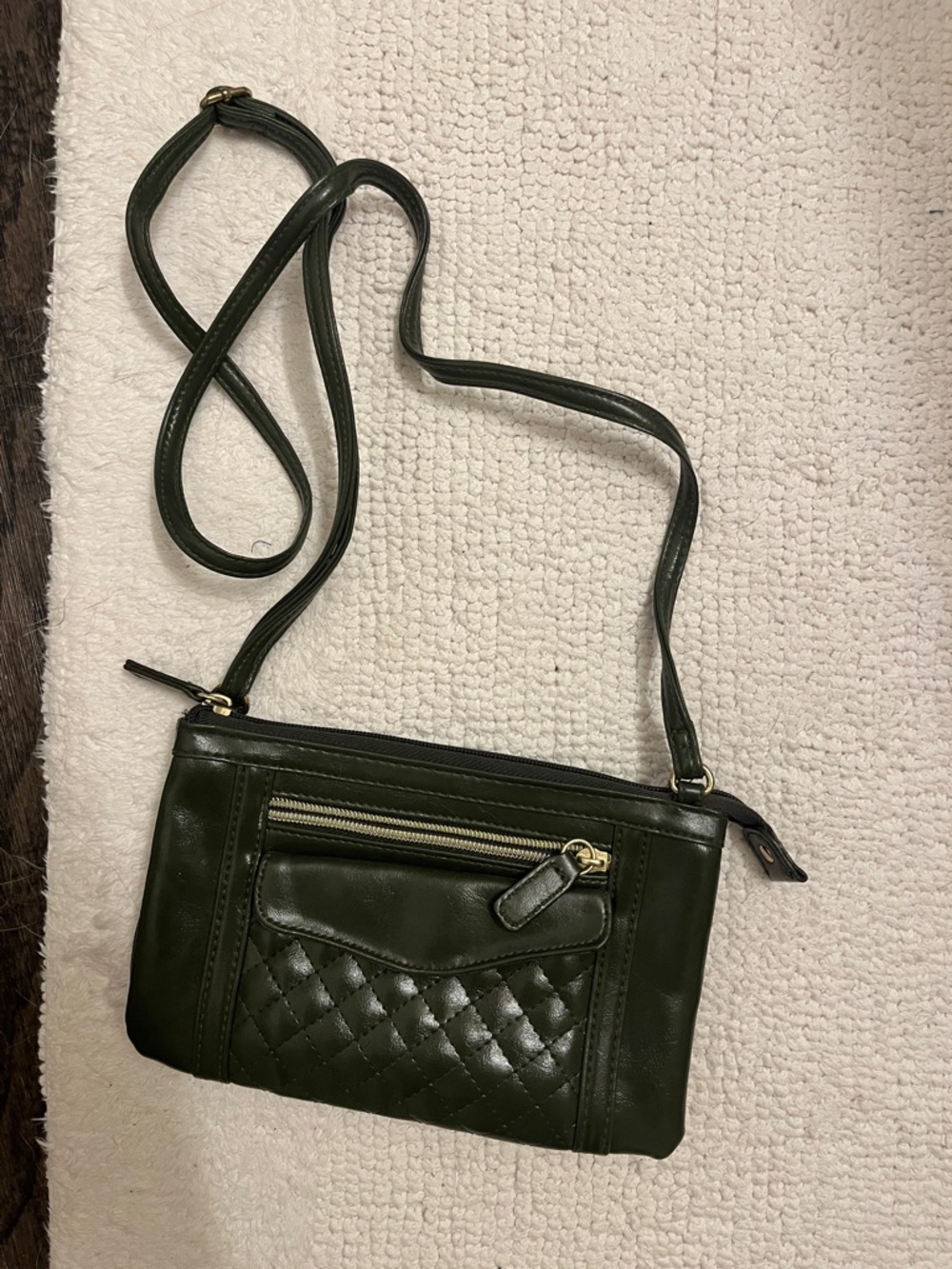 Quilted Olive Green Crossbody Bag